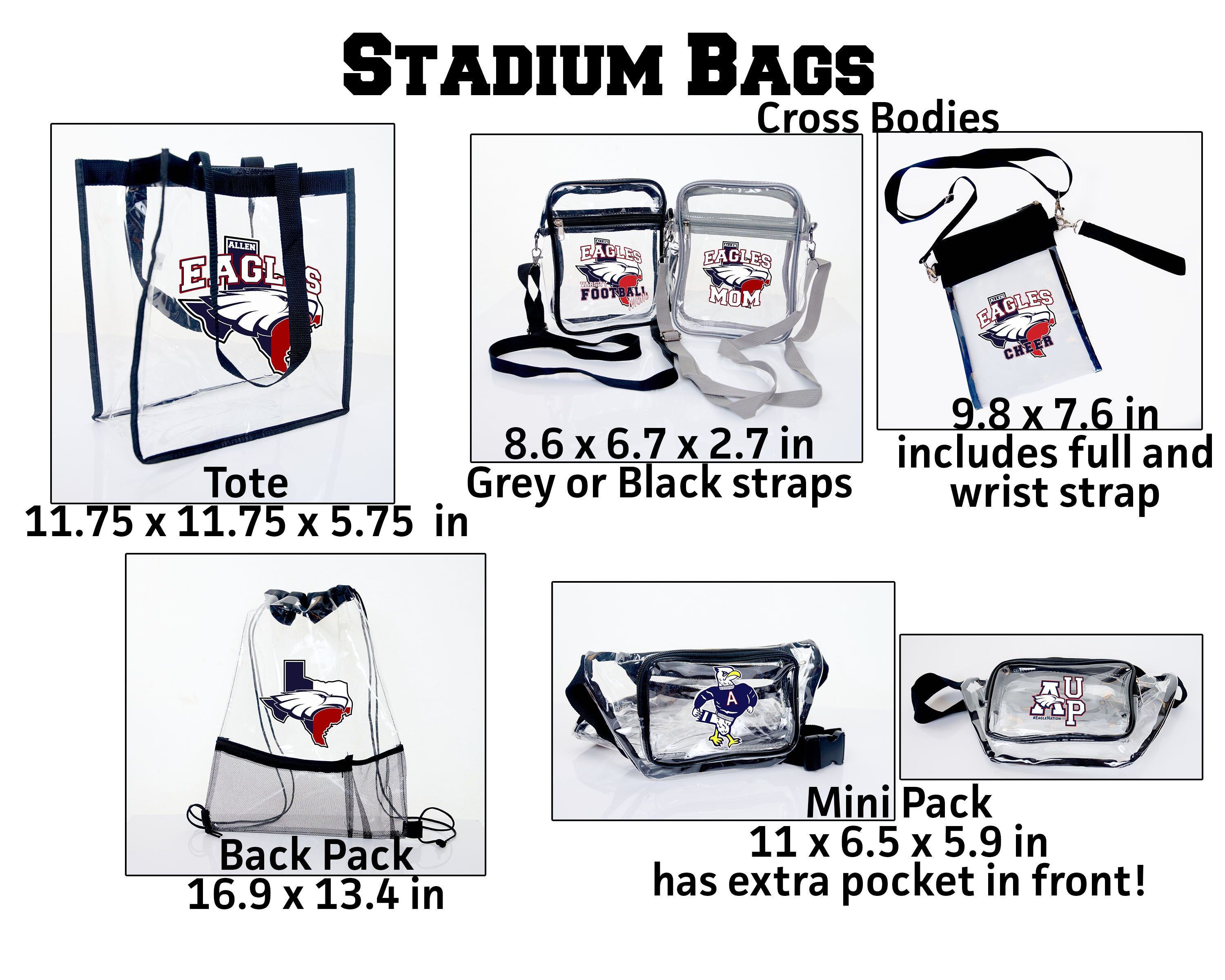 The Gridiron Strap Clear Stadium Bag