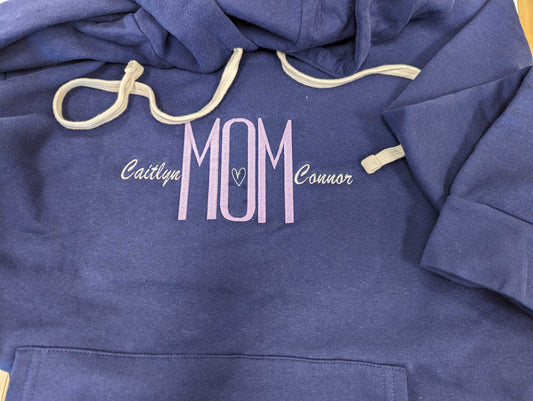 Embroidered Mom Hoodie or Crewneck Sweatshirt