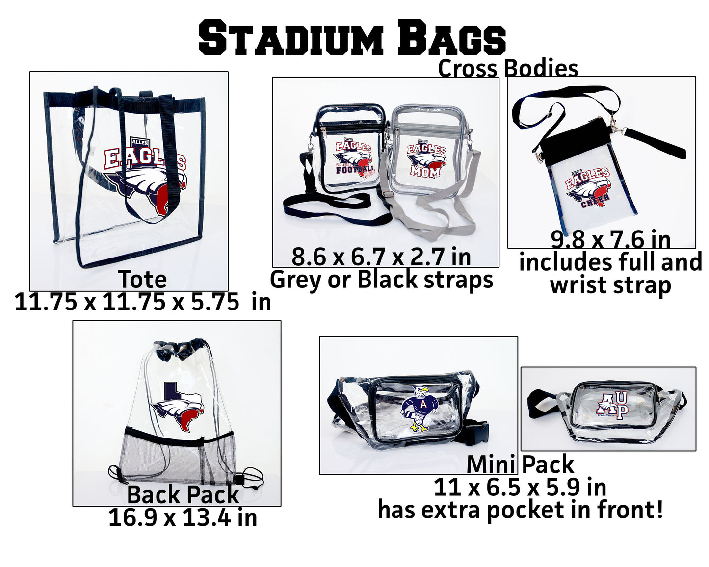 Allen Eagles - Clear Stadium Bags
